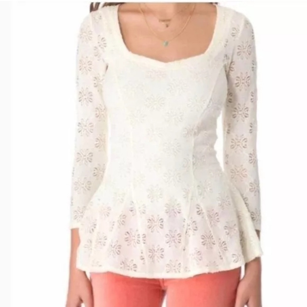 Free People Daisy Lace Peplum Top